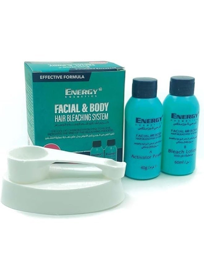 نظام تفتيح شعر الوجه والجسم من إنرجي كوزمتكس، 60 مل + 40 مل، مناسب لجميع أنواع البشرة، 80 غرام - Image 2